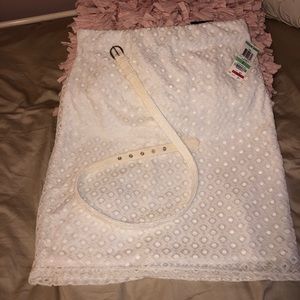 White Alfani Stretch Pencil Skirt with Belt